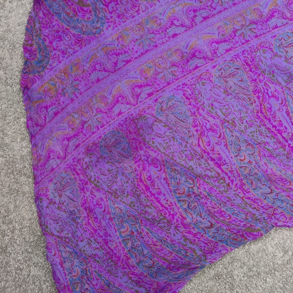 Alchemy Fashions Women's 100% Silk Slip Dress Size Medium Purple Floral - Picture 6 of 9